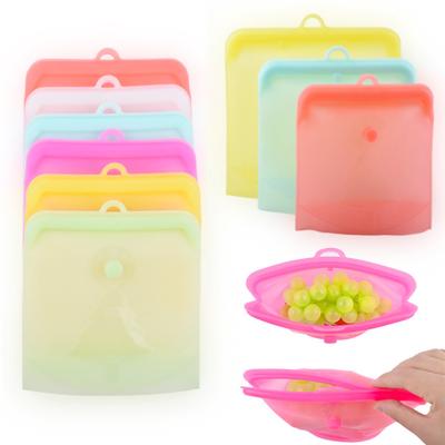 Semi Transparent Self-Sealed Silicone Kitchen Fridge Food Storage Bag Organizer
