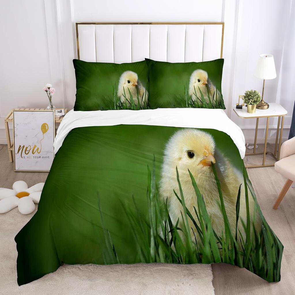 Chick Duvet Cover Set Farm Animals Quilt Cover Little Chicken Twin Bedding Set For Boys Girl Microfiber 2/3Pcs Comforter Cover
