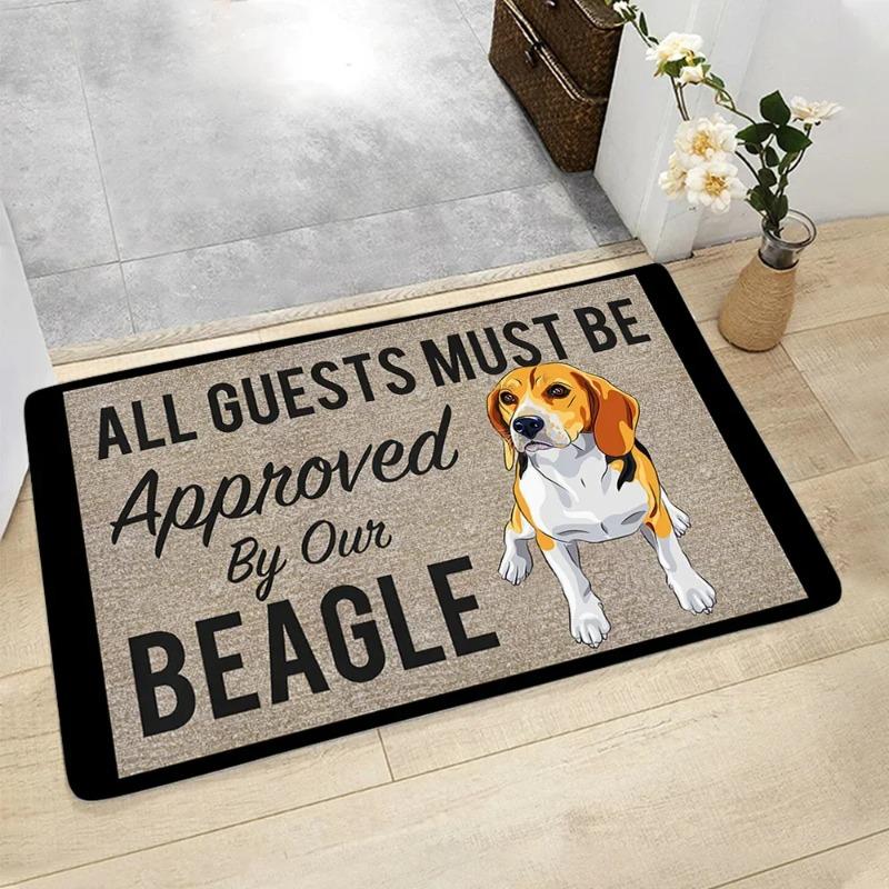 

Humorous Beagle Door Mat Anti-slip Floor Rug with All Guests Must Be Approved By Our Beagle Slogan for Unique Home Decoration 30x50cm
