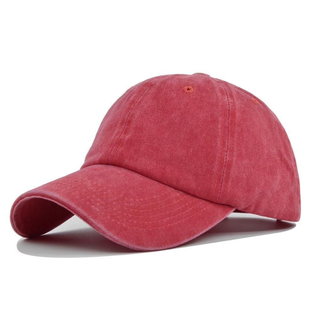 Solid Color Washed Baseball Cap - Adult & Kids - Distressed Duckbill Cap - 6-panel Curved Brim - Large Head Size - Plain Cap