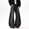 American retro big pocket scimitar jeans men's spring and autumn fashion high street design sense loose wide leg floor pants
