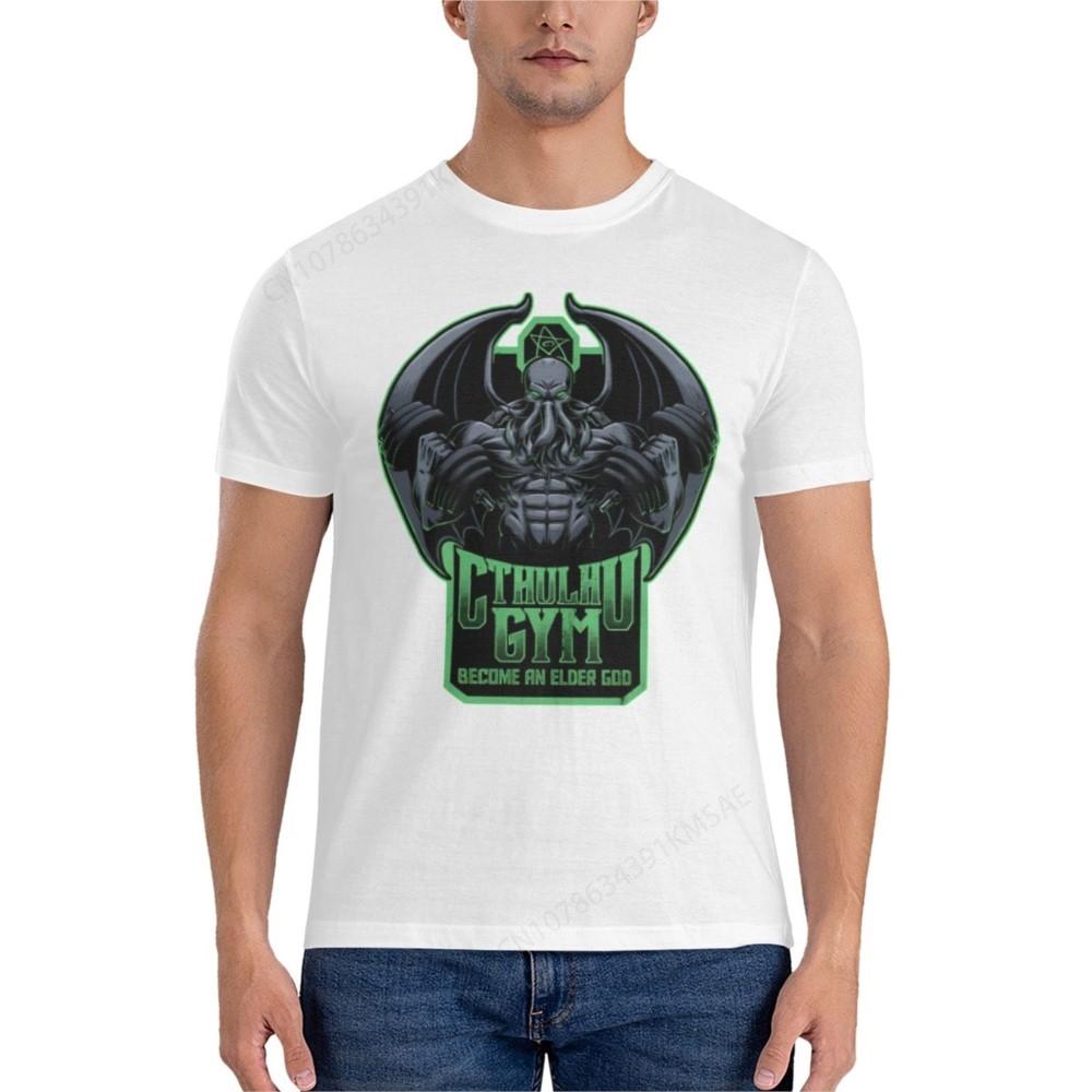 Cthulhu Gym T Shirt For Unisex Pure Cotton Vintage TShirts Round Collar Cthulhu Lovecraftian Horror Tees Short Sleeve Tops Gift