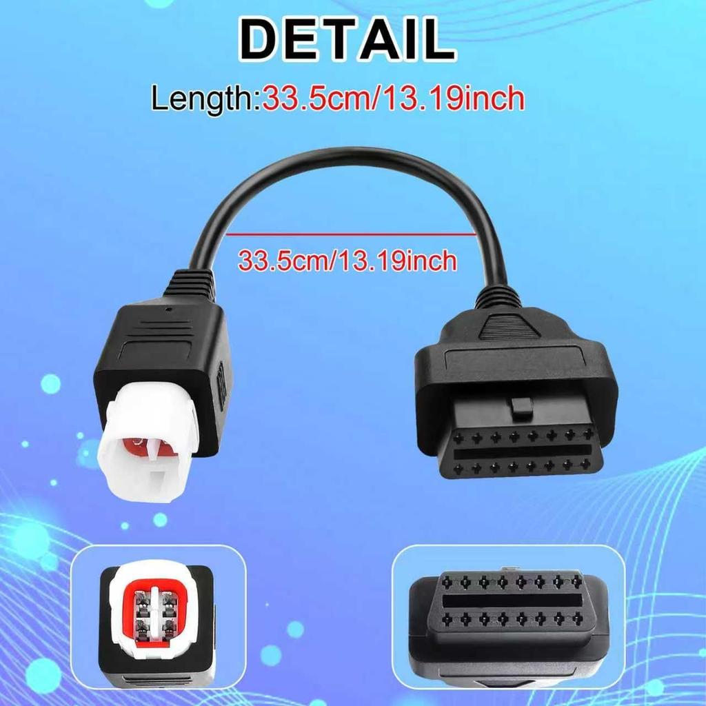4-Pin OBD2 Adapter Compatible with Motorcycle Diagnostic Cable for Reading Fault Codes, Live Data