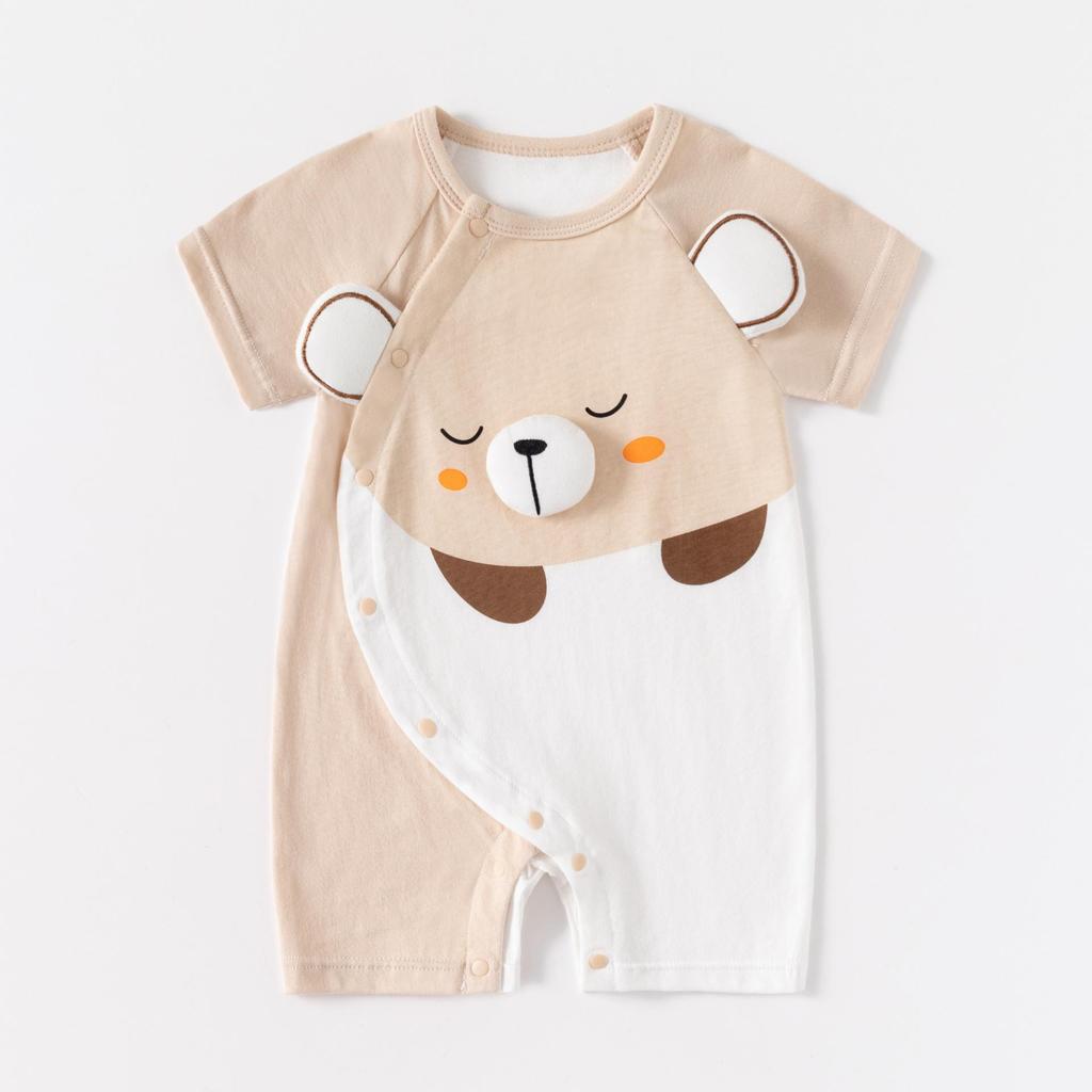 Summer Short Sleeve Pure Cotton Baby Romper - Infant Cartoon Crawling Bodysuit