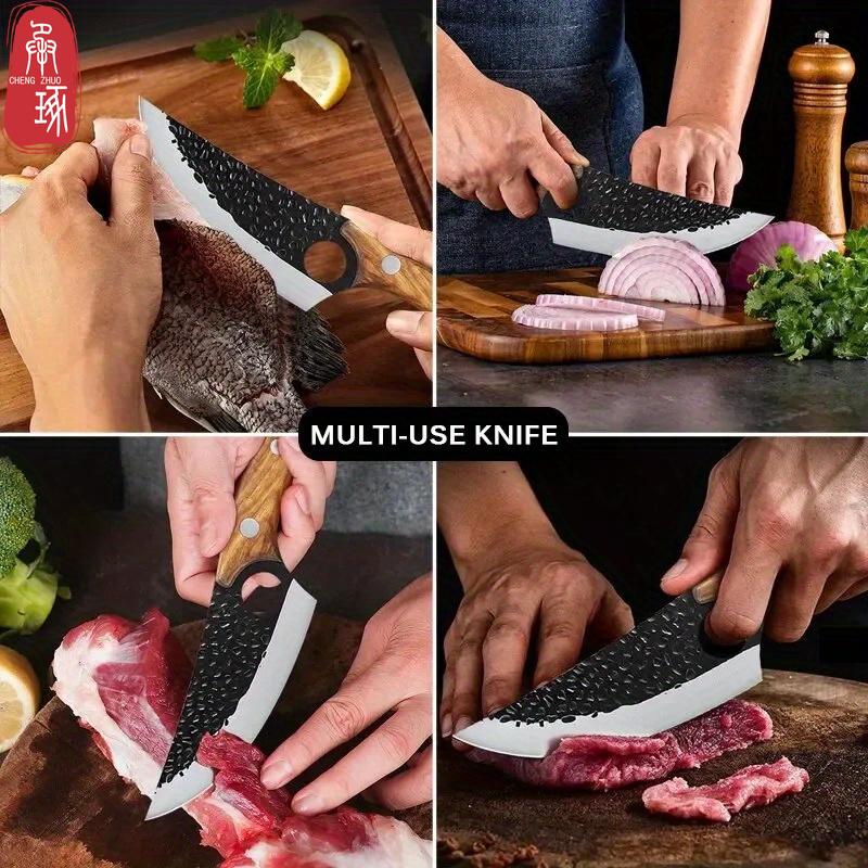 2PC Boning Knife and Mini Knife Sharp Kitchen Knife Stainless Steel Chef Knife Handmade Forged Knife Butcher Knife Wooden Handle