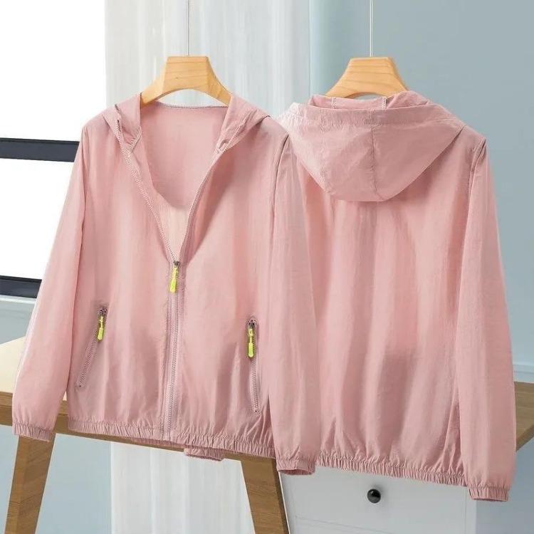 Giacca Parasole Larga con Cappuccio Donna Moda Estiva Giacca a Vento Sottile Traspirante Protezione Solare