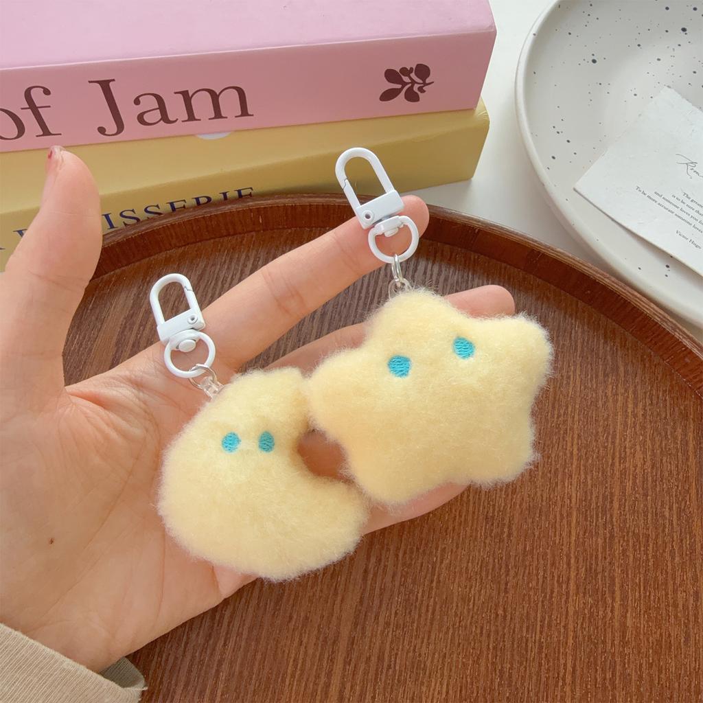 1/2PCS Cute Plush Star Moon Keychain Plush Doll Pendant For Women Girls Sweet Versatile Backpack Decoration Accessories Gifts