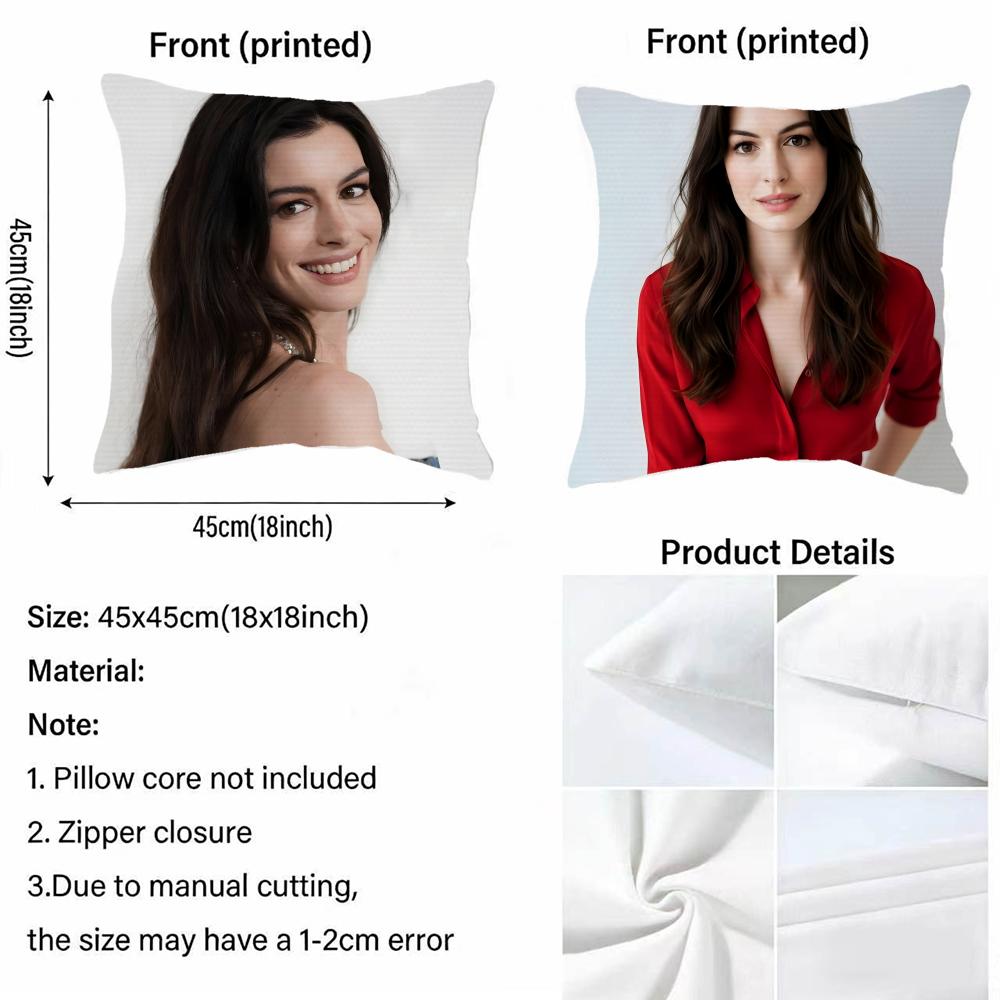 Cushion Cover Cushion Cover, Soft Washable Linen Pillowcase, Multi-Scene For Sofa, Bedroom And Office. S-Anne Hathaway