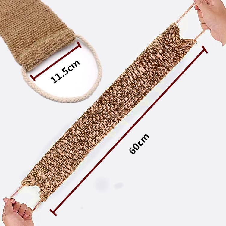 100% Natural Exfoliating Hemp Back Scrubber, Bath & Shower Body Brush Scrubber with Handle