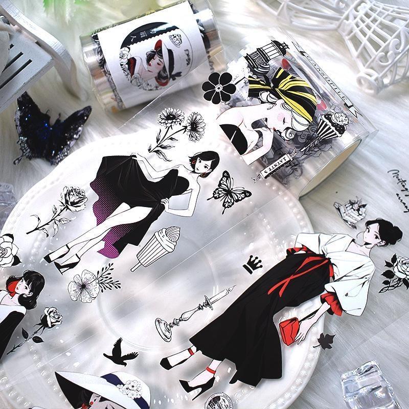 1 rotolo di nastro adesivo con tema ragazza in stile Hong Kong, manuale, scrapbooking, fai da te, decorativo, journaling, forniture