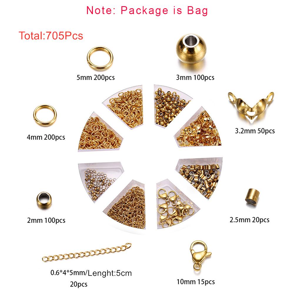 352-950Pcs Stainless Steel Jewelry Making Kits Lobster Clasp Jump Rings End Crimps Beads Clasp for DIY Jewelry Accessories