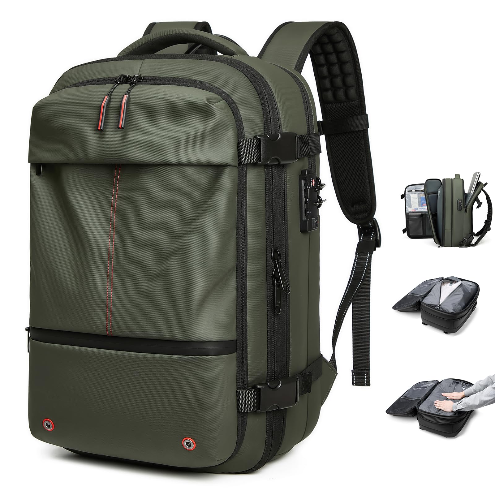 

Чоловічий діловий рюкзак Sea Choice, вакуумна компресія, розширюваний, місткість 50 л, водовідштовхувальний, вміщує 17-дюймові ноутбуки та формати A4, замикається на TSA-замок,