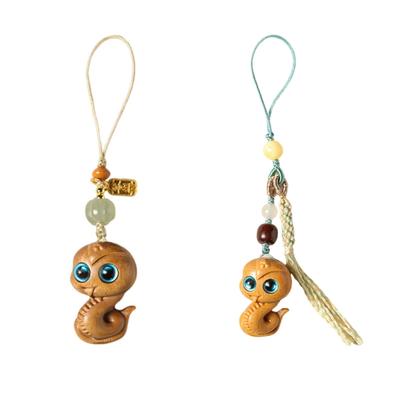 Vintage Snake Charm Keychain Chinese Zodiacs 2025 Festive Car Keyring Accessory Handmade Mobile Phone Chain Ornament