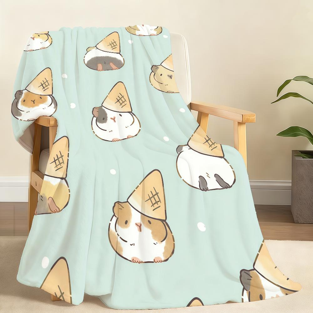 Cartoon Guinea Pig Kawaii Blanket Soft Throw Blanket for Home Bedroom Bed Sofa Picnic Travel Office Rest Cover Blanket Gift