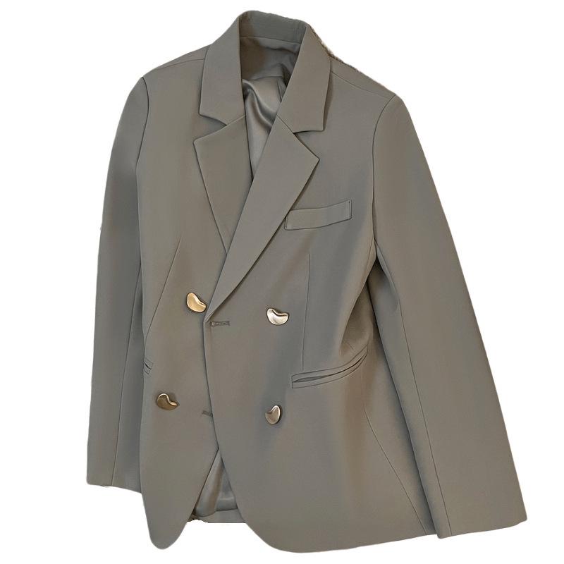 Women's Spring and Autumn High-End Slit Blazer with Turn-Down Collar - Korean Design Fashion Suit Top