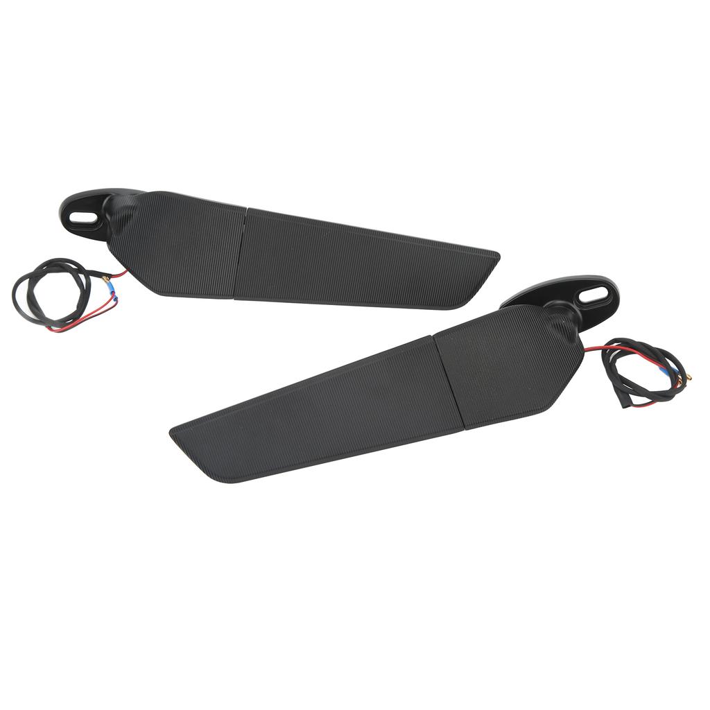 Pair Motorcycle Rearview Mirror Swivel Side Wing Mirror with LED Light 360 Degree Rotatable for