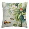Lotus carp linen Doublesided Printed pillow cover Short plush Suitable living rooms bedrooms sofas throw cushion cover