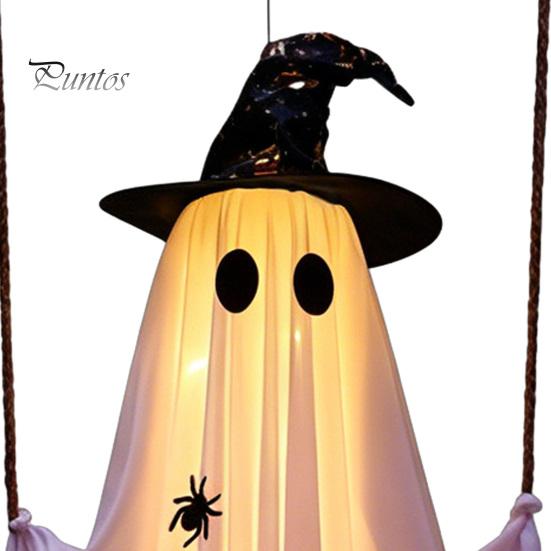 Facile Installazione Decorazioni Giardino Autunnale Grande Altalena Sospesa Fantasma Decorazione di Halloween, 5FT Spettrale su Luci del Portico Controllate da Telecomando con Cappello da Strega per
