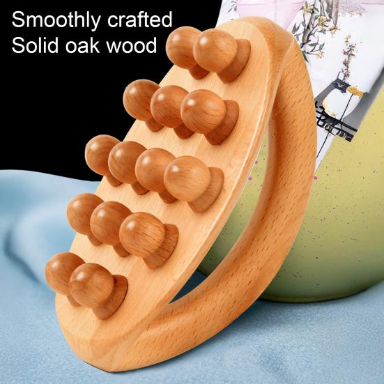 Wooden Massage Tools with Handle 14 Beads Wooden Massage Roller for Body Shaping Lymphatic Drainage Cellulite Massage Gua Sha Therapy Massager