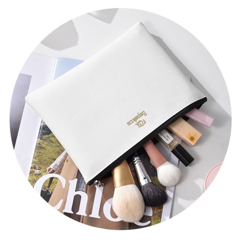Women’s PU Leather Cosmetic Bag Large Capacity Makeup Bag Portable Zipper Toiletry Pouch Travel Organizer Clutch Storage Bag for Cosmetics Toiletries