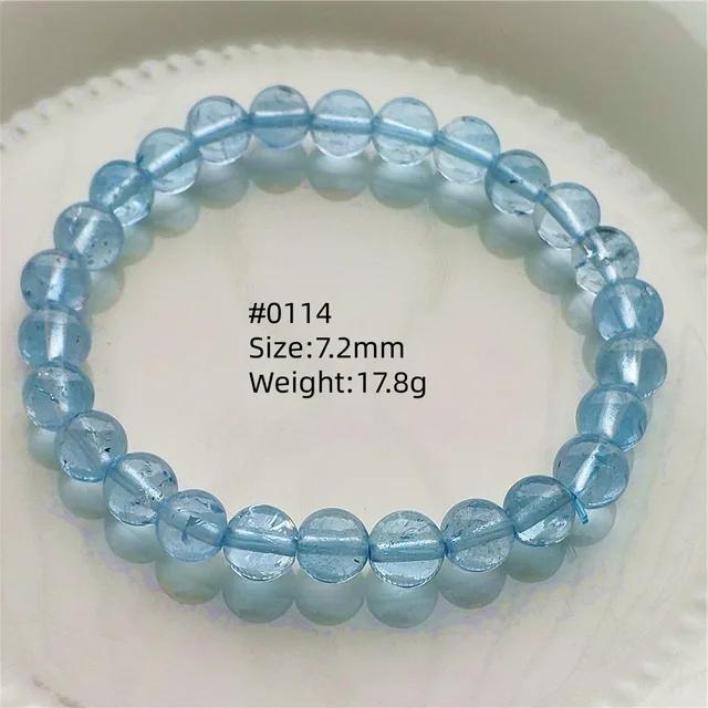 Natürlicher Blauer Topas Klare Runde Perlen Trendiges Unisex Armband Schmuck Party Geschenk 7mm 8mm AAAAAA
