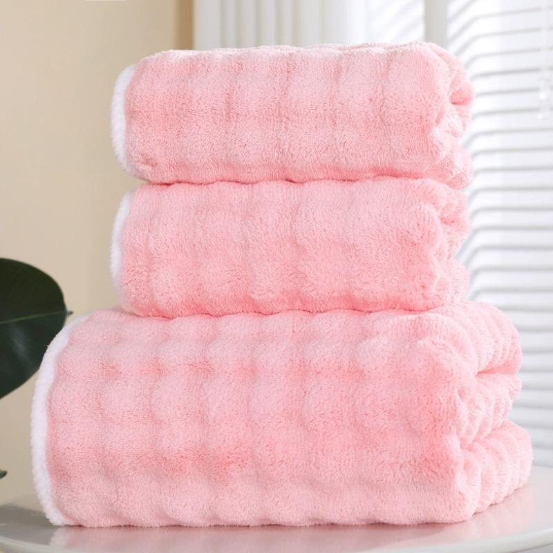 

Bubble Velvet Washcloth Bath Towel Thicken Face Towel Soft Non Irritating Facecloth Water Absorbing Quick Drying Household Edge Binding Shower Towel 35*75cm 2pcs