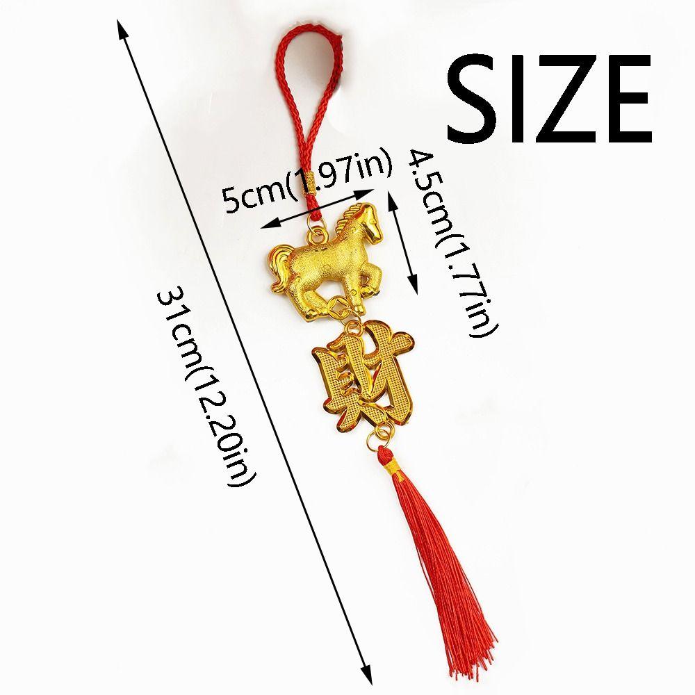 Red Gold Color Spring Festival Pendant with Tassel Good Luck Horse Year Pendant Year of The Horse Traditional