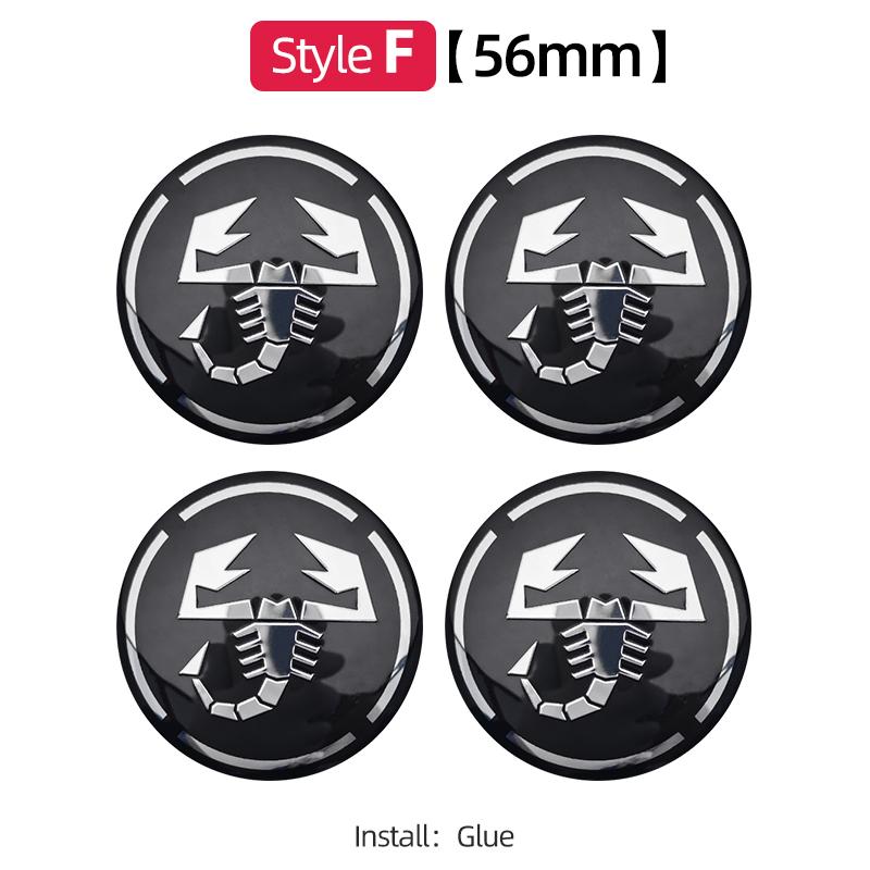 4pcs 56mm 60mm 65mm Car Wheel Center Emblem Hub Caps Stickers For 500 Punto Abarth Stilo Palio Bravo Doblo Aegea Strada