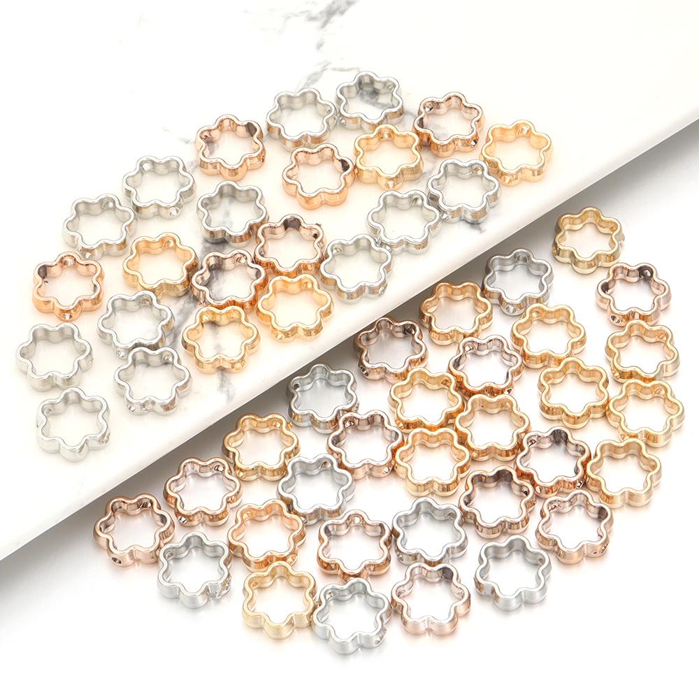 100pcs Flower Hollow CCB Beads Plastic Loose Spacer Beads For Jewelry Making DIY Handmade Bracelet Necklace Earrings Accessories