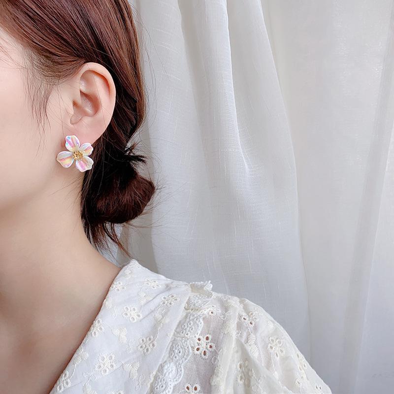 S925 Silver Needle Pink Laser Flower Earrings - Trendy 2020 High-End Design for Women