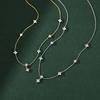 Silver Lucky Four Leaf Grass Necklace Women's Clavicle Chain Long Style Elegant Tassel Neck Chain Jewelry Accessories