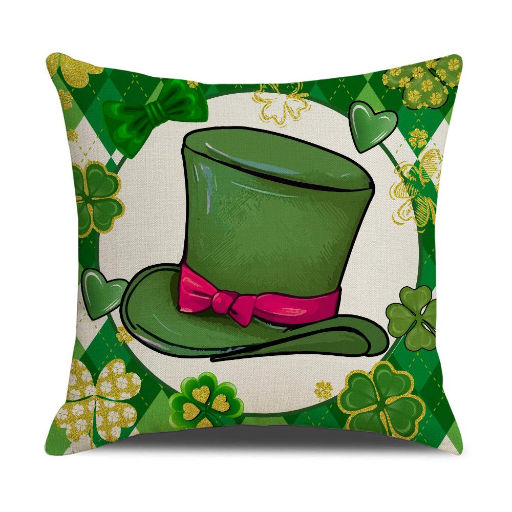 Neue St. St. Patrick's Day Vierblättriges Klee Krokodil Kissenbezug Zuhause Stuhl Dekorative Kissenhülle Leinen Rückenlehne