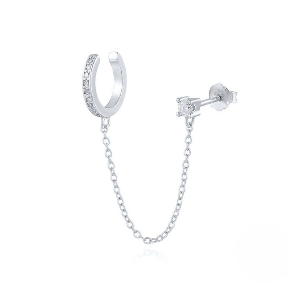Shiny Zircon Chain Clip Earrings Ear Cuff Style Tragus Earrings Helix Earrings Fashion Jewelry