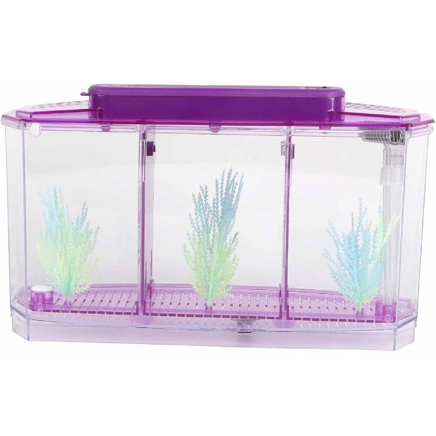 LIZEALUCKY Betta Fish Tank, Adjustable LED Light Acrylic Aquarium with Water Change Valve, Small Fish Tank Starter Kit for Office Home Room Decor