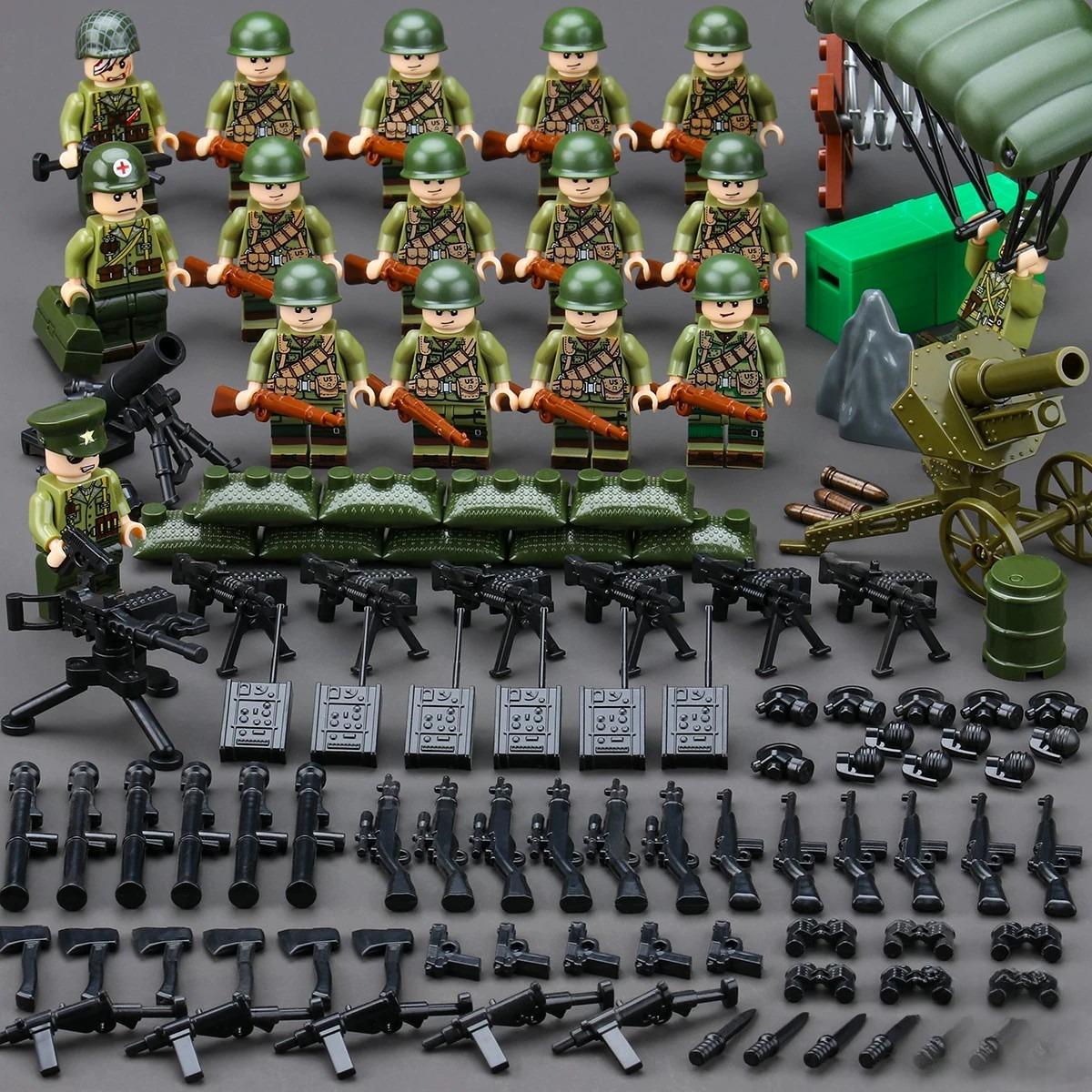 Mini Plastic Toy Assembled Building Blocks Military Base Toy Soldier Weapon Military