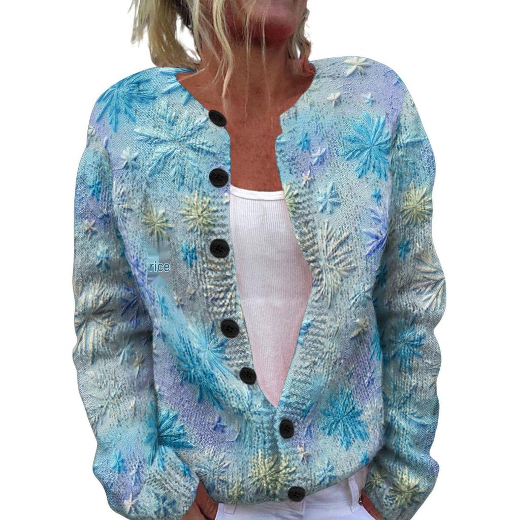 Round Neck Long Sleeve Christmas Cardigan Sweater YXX-YK01