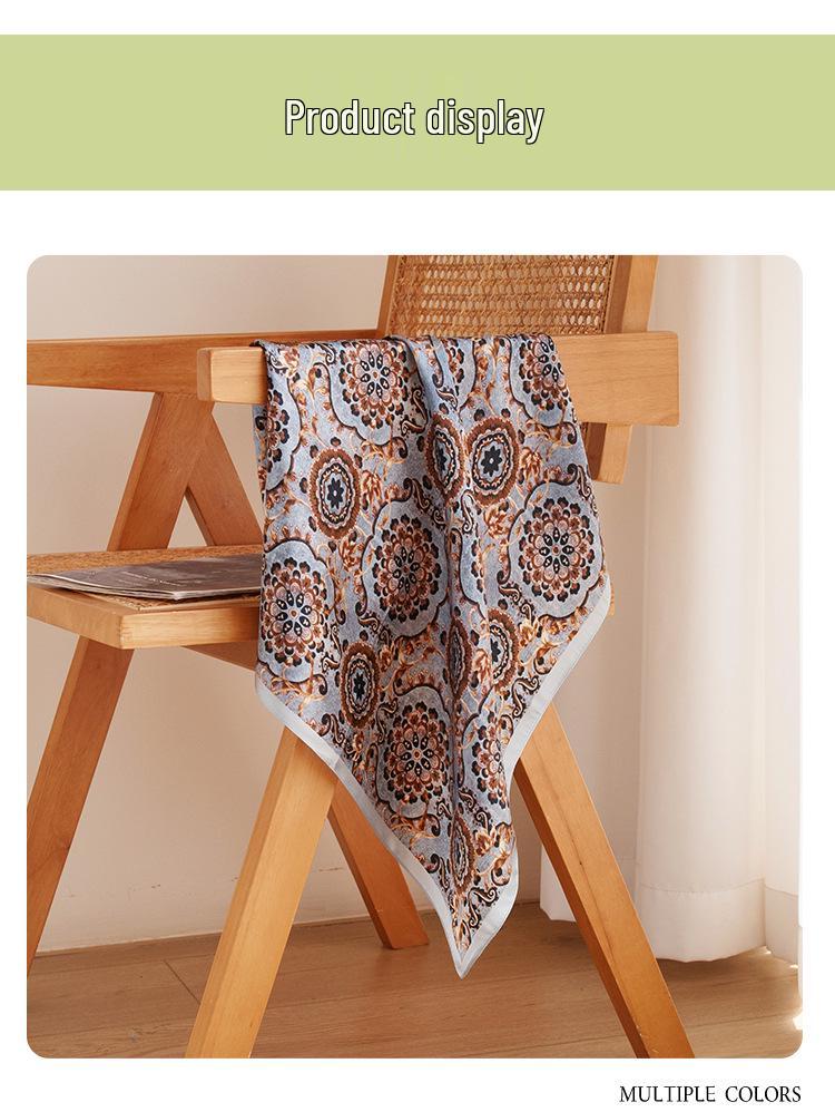 Mulberry Silk Women's Autumn Print Square Scarf: High-End Luxury Fashion Neck Scarf & Shawl