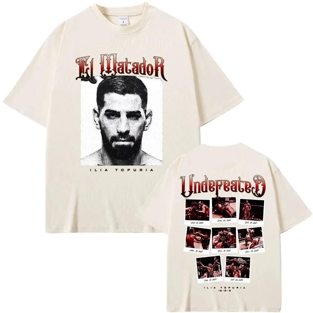 

Ilia Topuria El Matador Undefeated UFC Vintage Portrait Dual-Sided Oversized T-Shirt MMA Fighting Streetwear Unisex Casual Black T-shirt XXXL