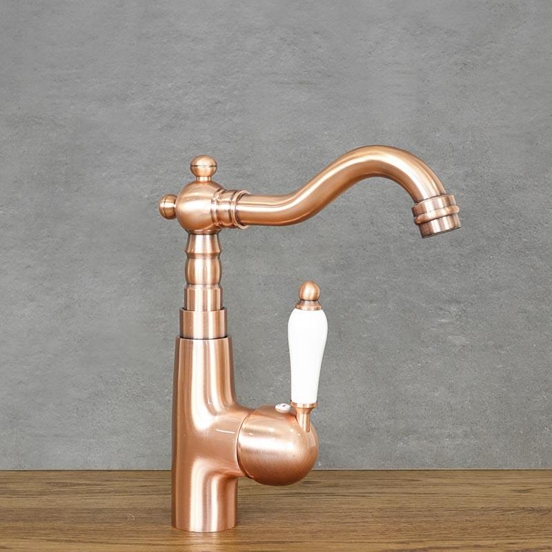 Rose gold free-standing washbasin tap COPPER 2 HIGH