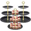 3 Tier Plastic Pastry Stand Cupcake Fruit Candy Dessert Table Display Set Tiered Tray for Wedding Birthday Tea Party Decoration