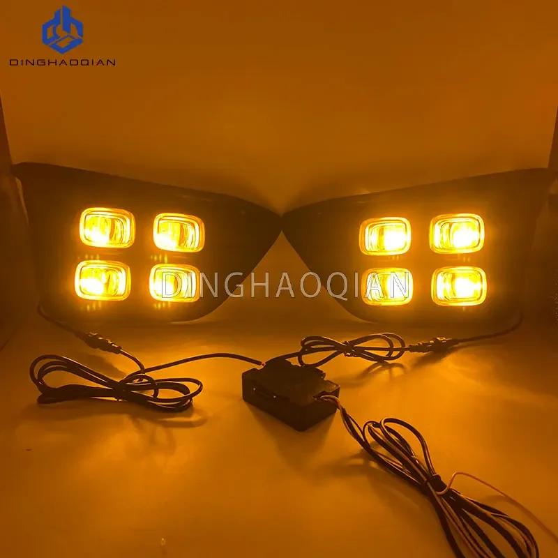 2Pcs DRL for Honda Jazz Fit 2014 2015 2016  LED Daytime Running Lights Daylight Fog Lamp with Turn Signal Light