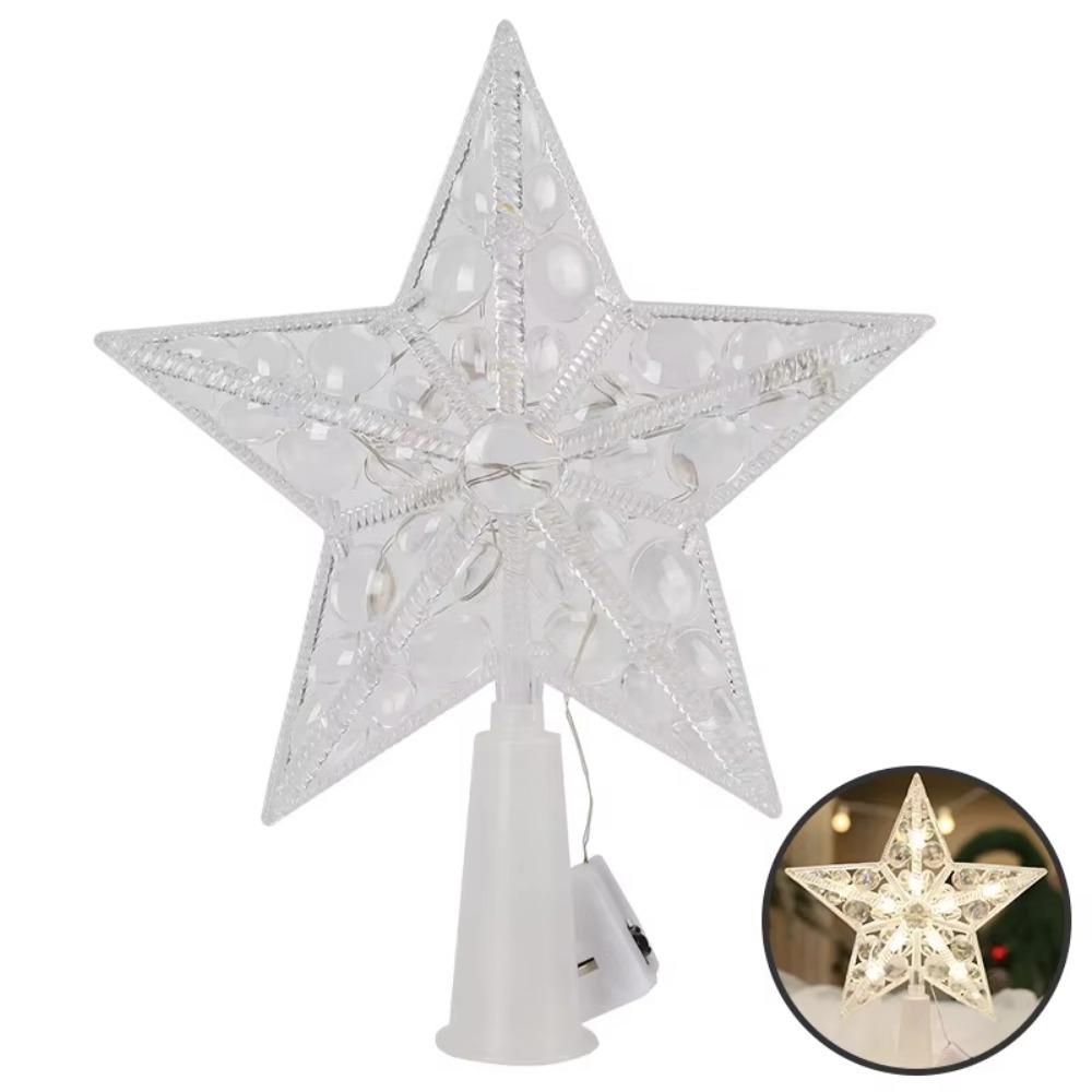 Lighted LED Lighted Star Transparent Christmas Treetop Light Xmas Light Ornaments  Holiday