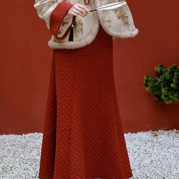 2025 New Year National Style Women's Skirt Set: High-End Autumn/Winter Cheongsam Outfit