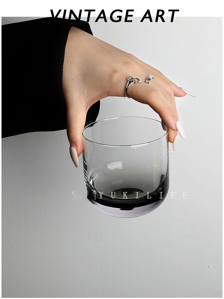 Nordic Style Retro Grey Crystal Glass Water Cup, Hand Blow Made, Original Wine Whisky, Household Simplicity Tableware