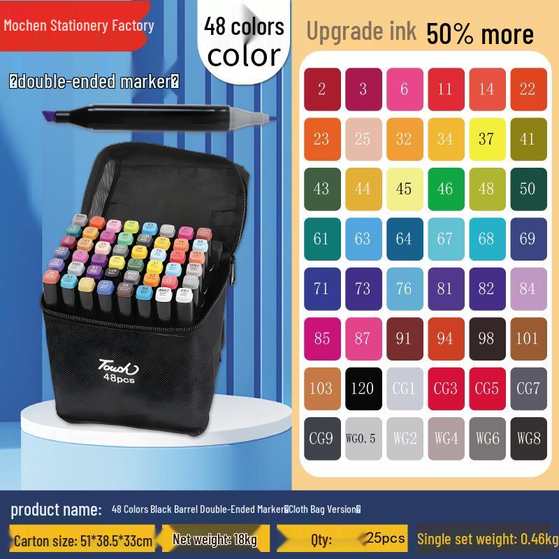 Double-Headed Quick-Drying Black Marker & Watercolor Pen Set for Kids