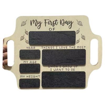 Writing Erasing Sign Board Hanging Sign Board Rustic Hanging Sign with Handle My First Day Wooden Decoration for Home A Charming