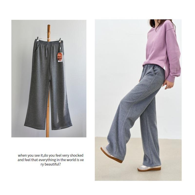 

[Extra Thick Edelweiss Pants] Winter Acetic Acid Wool Extra Thick Gram Warm Fleece Wide Leg Straight Casual Pants xxxl ( 72.5-80kg ) світло-сірого кольору