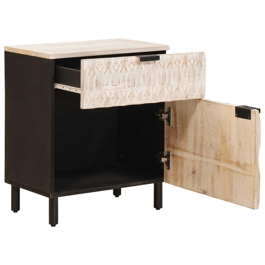 White Nightstand with Drawers 50 x 33 x 60 cm Solid Mango Wood