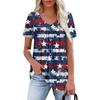 Women's Casual V-Neck Short Sleeve Chest Ruffle Printed Top
