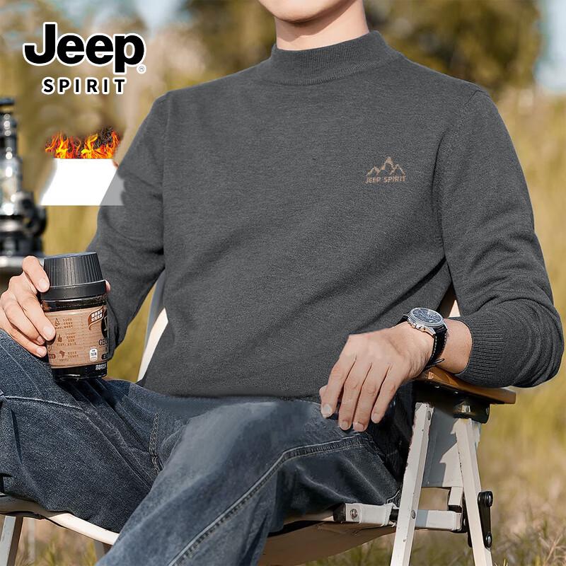 JEEP SPIRIT Men s Winter Semi-High Collar Knit Sweater L